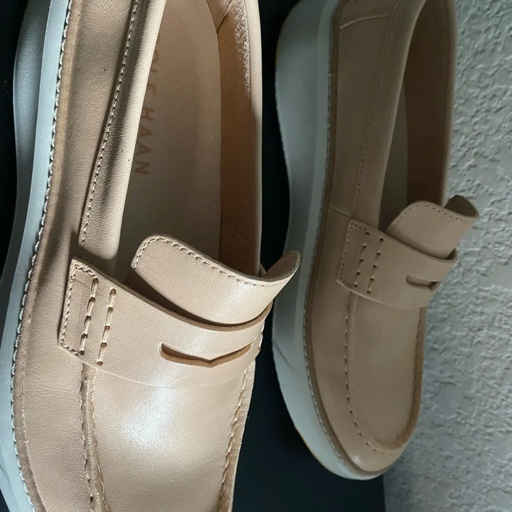 Cole Haan GrandPrø Topspin Vachetta Leather Barley Beige Ivory Penny Loafer 7M